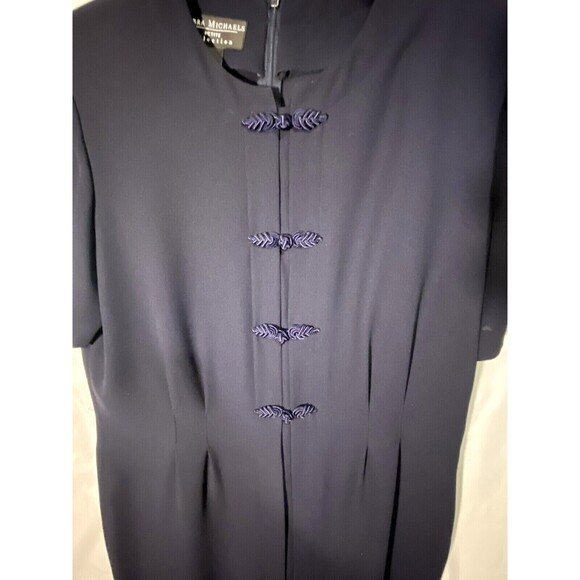 Debra Michaels Dress 14P Petites Career Navy Crepe Tailored Lightweight Zip Back - Picture 4 of 10